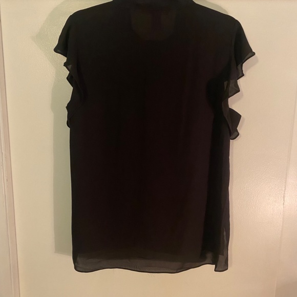 NWT Catherine Malandrino Flutter sleeve tie blouse, Size M, Black - Picture 3 of 7